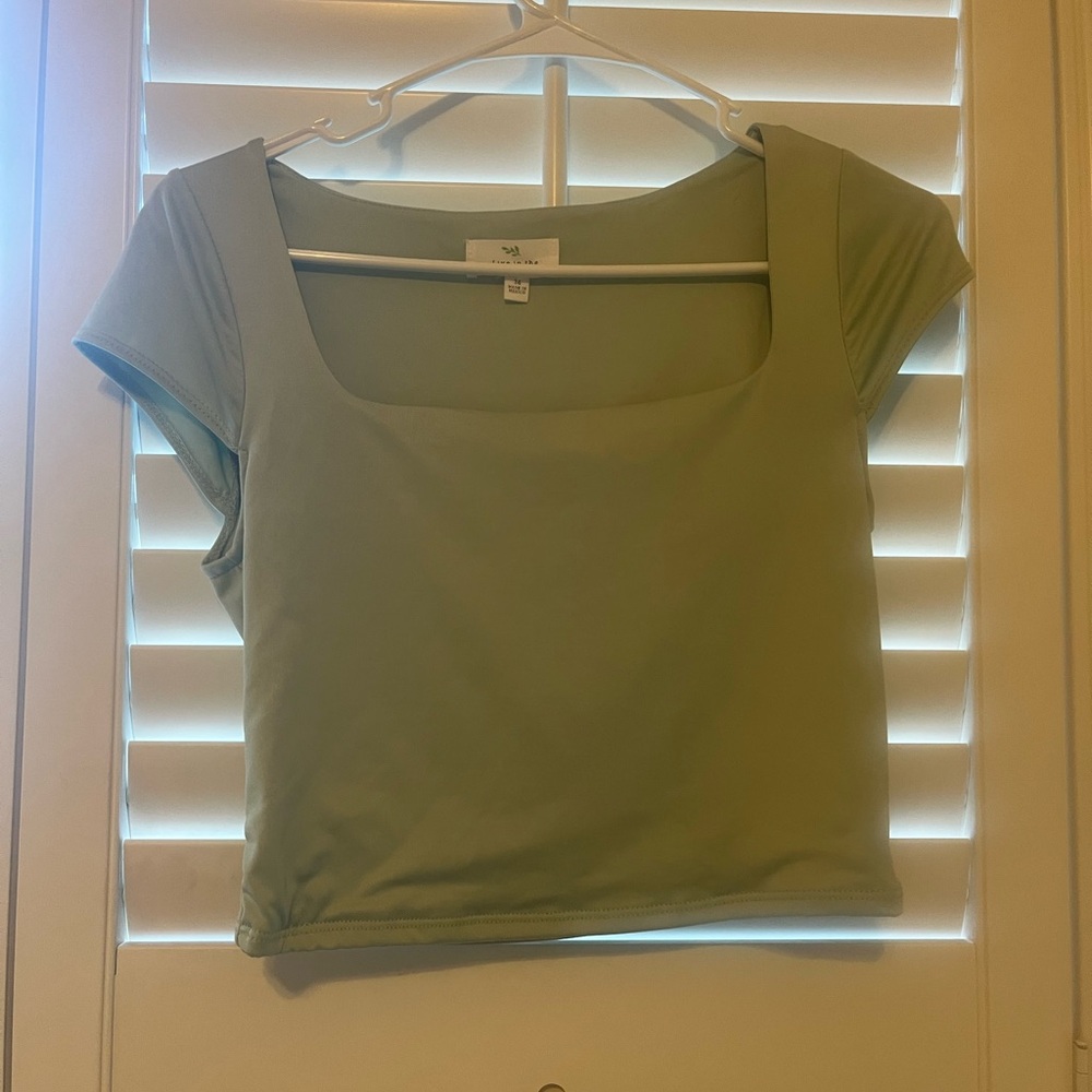 Elegant Olive Square Neck Crop Top